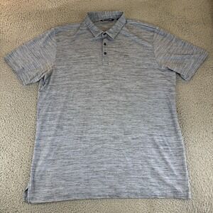 Travis Mathew Mens Polo Shirt Xxl Blue Heather Golf Performance‎ Casual Peru 2xL